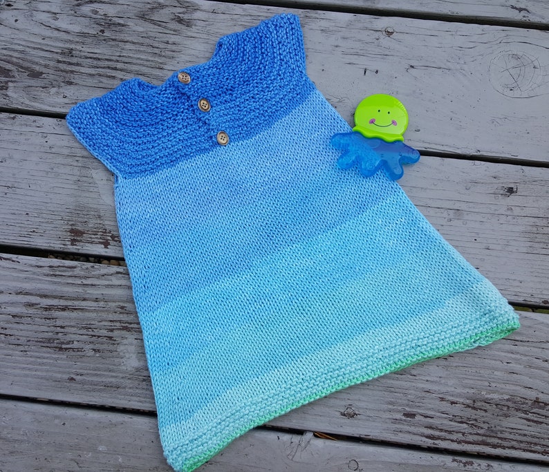 6 to 9 Month Baby Outfit Knitted Baby Girls Blue Dress Infant Summer Frock