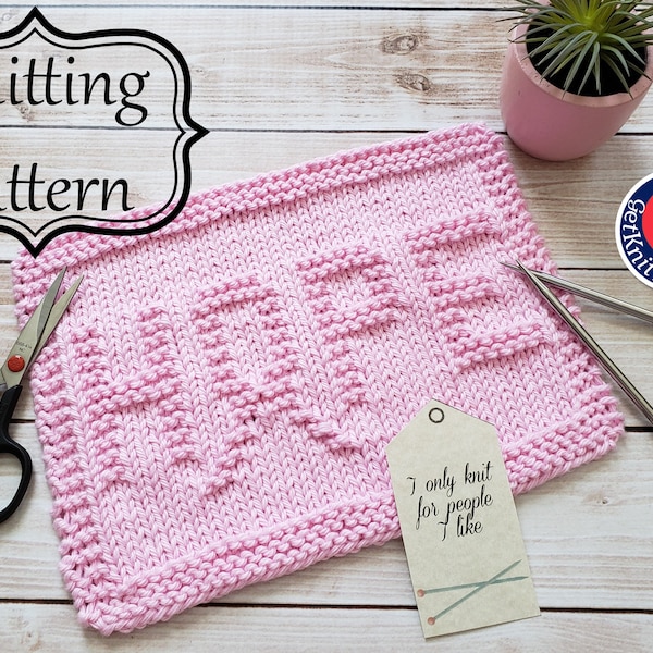 Hope Knit Dishcloth PDF Pattern - Simple Knitting Project - Instant Digital Download