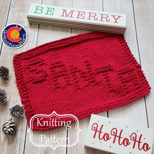 Santa Christmas Dishcloth PDF Pattern - Easy Beginner Knitting Project - Instant Digital Download