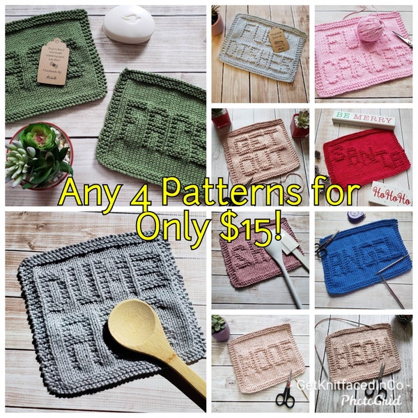 Knitted Dish Cloths Patterns Etsy