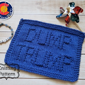 Dump Trump Knit Dishcloth PDF Pattern - Easy Beginner Knitting Projects - Mature Content