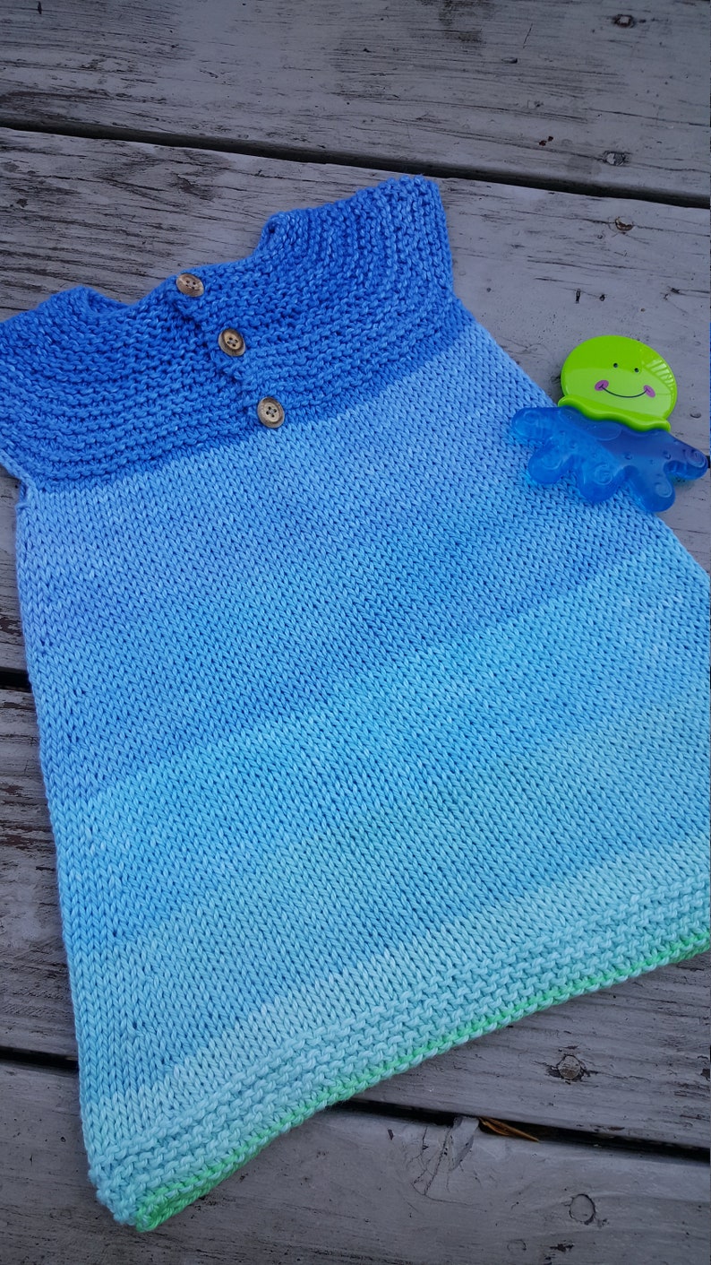 6 to 9 Month Baby Outfit Knitted Baby Girls Blue Dress Infant Summer Frock