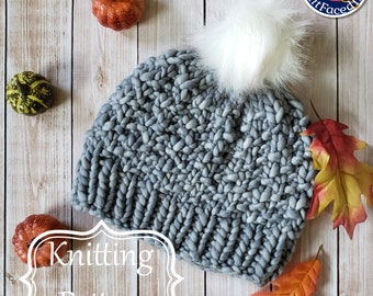 Emily Hat PDF Pattern - Easy Beginner Knitting Projects - Simple Knit Hat