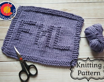 Easy Beginner Knitting Project - FML Knit Dishcloth PDF Pattern - Adult Humor - Instant Digital Download