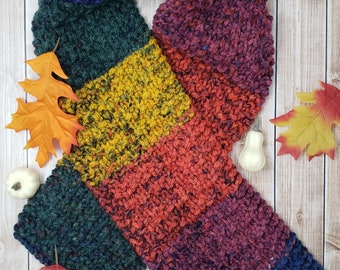 Golden October Scarf PDF Pattern - Easy Beginner Knitting Projects - Simple Chunky Knit Neck Wrap