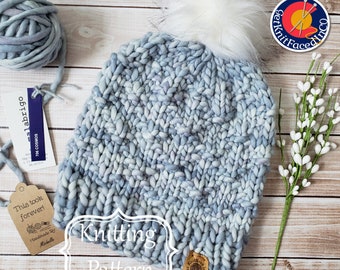 Easy Beginner Knitting Projects - Kathleen Hat PDF Pattern - Simple Chunky Knit Hat