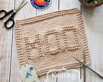 Moo Knit Dishcloth PDF Pattern - Simple Knitting Project - Instant Digital Download