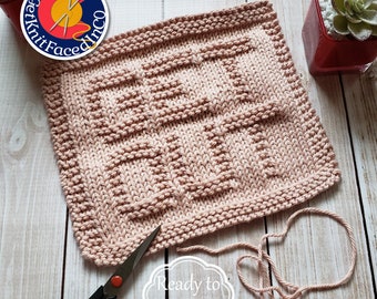 Beige Get Out Knitted Dishcloth - Cotton Kitchen Dish Cloth - Environmentally Friendly - Modern Kitchen Decor