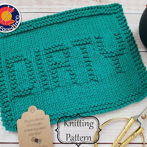 Dirty Knit Dishcloth PDF Pattern - Easy Beginner Knitting Projects - Instant Digital Download