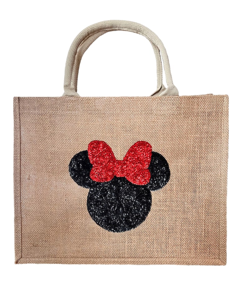 Customizable Minnie Mouse Ears Sequin Tote, Disney Inspired, Vacation Bag, Travel, Cruise afbeelding 1