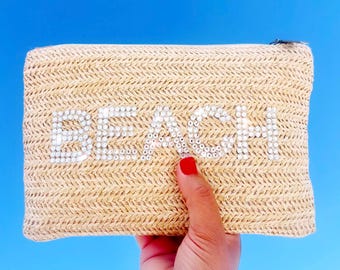 Straw Beach Wristlet: Bohemian Woven Clutch Bag