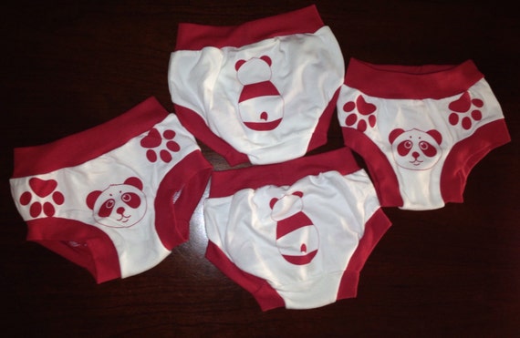 Gender Neutral/ Brief Style Underwear/ Dog Print Potty Training Underwear  With Paws to Show How to Dress Correctly. 