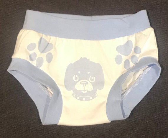 Gender Neutral/ Brief Style Underwear/ Dog Print Potty Training Underwear  With Paws to Show How to Dress Correctly. 