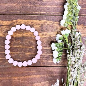 Rose Quartz Gemstone Bracelet 8mm - Pink Rose Quartz Bead Bracelet - Stretch Bracelet - Genuine Rose Quartz Gemstones