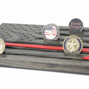 Firefighter's Axe Challenge Coin Display Thin Red Line Coin Holder Coin Rack Customizable Personalized image 1