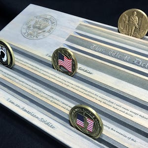 Army Challenge Coin Display - Soldier&#39;s Creed - This We&#39;ll Defend - Military Coin Holder - Personalized - Customizable