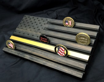 Thin Gold Line - Thin Yellow Line - Challenge Coin Display - Personalized