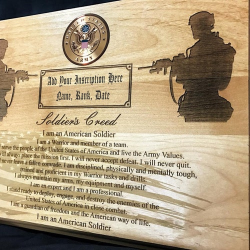 United States Army Soldier's Creed Plaque Army Gifts Etsy
