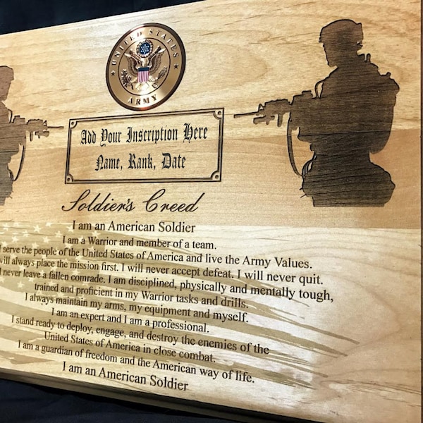 Personalized Army Award - Army Soldier's Creed Plaque