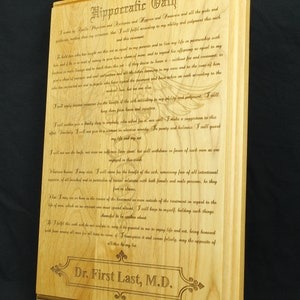 Hippocratic Oath with Caduceus Plaque - Personalized