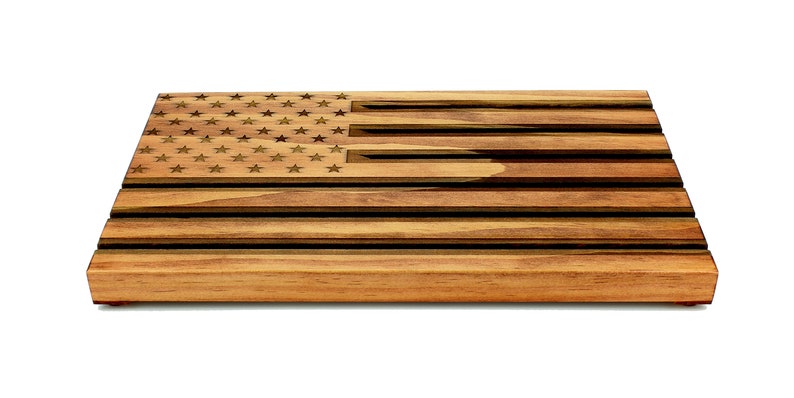 Wood American Flag Military Challenge Coin Display Holder customizable personalized image 3