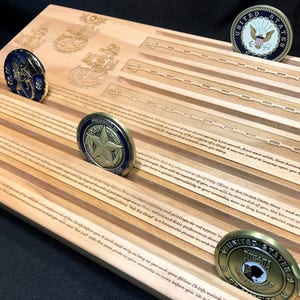 Navy Chief&#39;s Creed Military Challenge Coin Display Holder - Chief Petty Officer - CPO - customizable - personalized