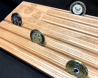 Navy Chief&#39;s Creed Military Challenge Coin Display Holder - Chief Petty Officer - CPO - customizable - personalized