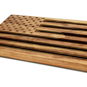 Wood American Flag Military Challenge Coin Display Holder customizable personalized image 4