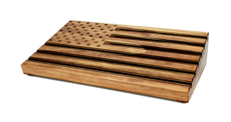 Wood American Flag Military Challenge Coin Display Holder customizable personalized image 4