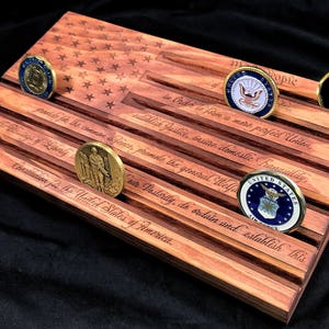 Challenge Coin Display - We the People - US Constitution - Military Gift - Coin Rack - Coin Holder - Personalized
