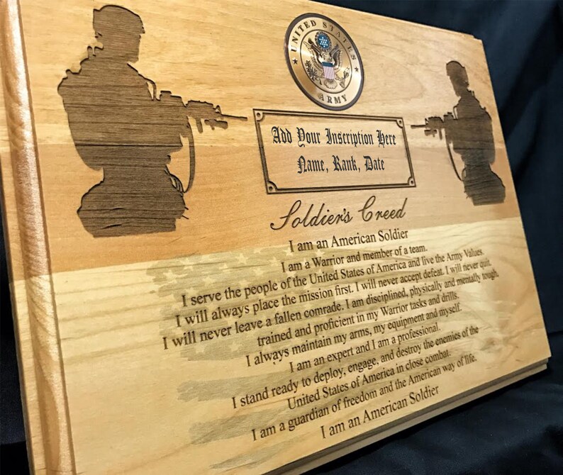 Personalized Army Award Army Soldier's Creed Plaque Etsy