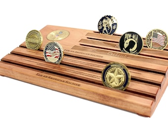 U.S. Army Coin Rack - Army American Solider Military Challenge Coin Display Holder - Solider&#39;s Creed - This We&#39;ll Defend - customizable - pe