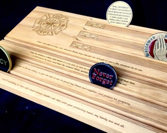 Firefighter Challenge Coin Display Holder - Firefighter's Prayer- customizable - personalized