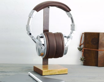 Cherry Wood Base and Metal Headphone Stand
