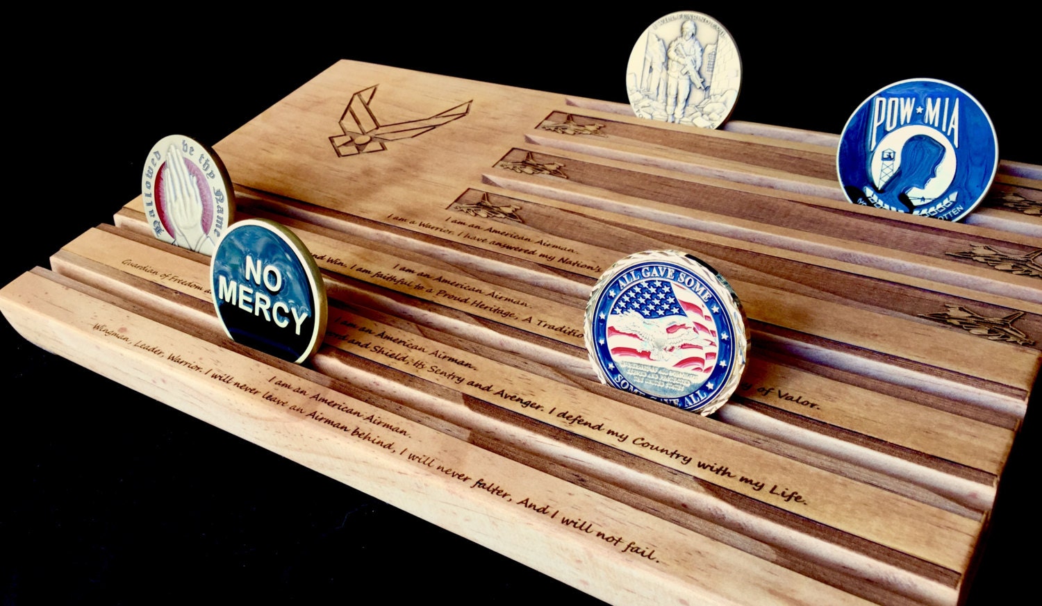 Air Force Airman's Creed Challenge Coin Display - Military Challenge Coin - Air Force Challenge Coin - Coin Rack - Coin Holder