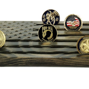 Wood Engraved Black Challenge Coin Display Black Personalized image 2