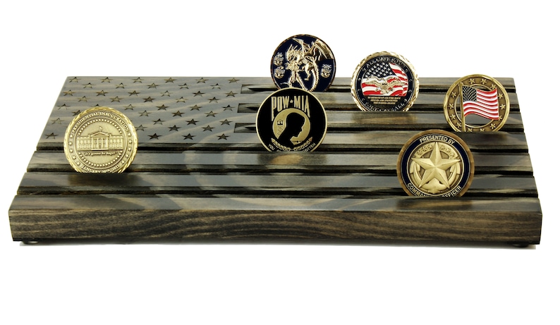 Wood Engraved Black Challenge Coin Display Black Personalized image 2