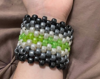 Drapeau de fierté agender perle nacrée kandi bracelet manchette