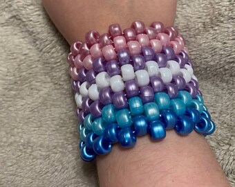 Drapeau de fierté bigenre perle nacrée kandi bracelet manchette