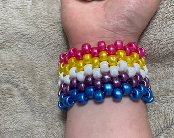 Drapeau de fierté bigenre perle nacrée kandi bracelet manchette
