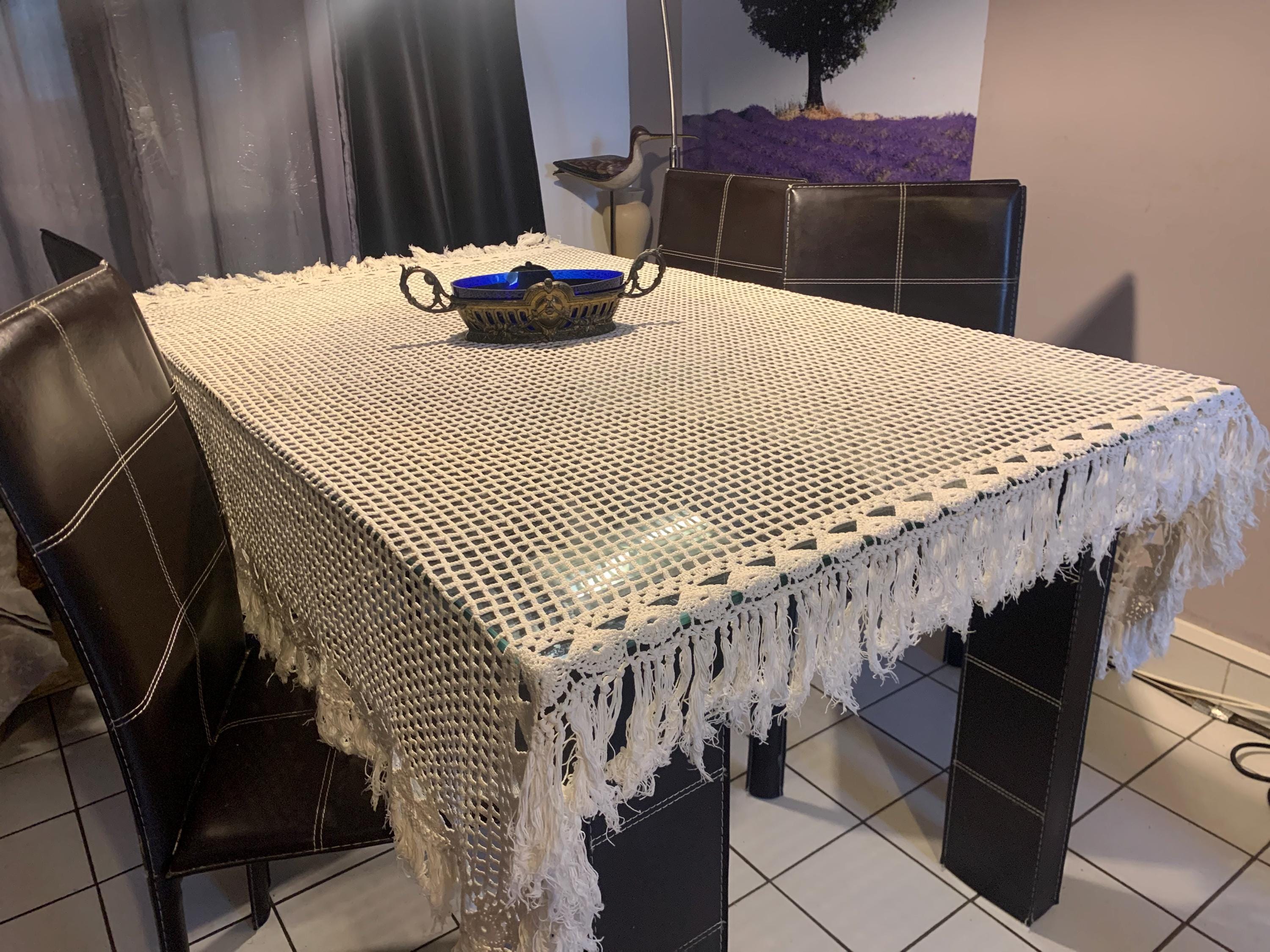 Napperon tricot d'art main artisanat français création