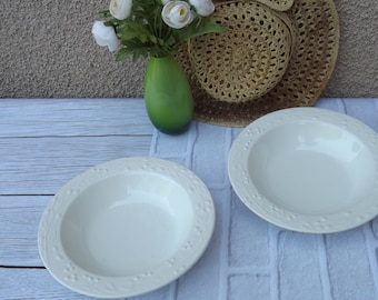 2 large round soup plates, Italian dishes signed Ceramica Dalia Castelforte/vintage designer plates/.