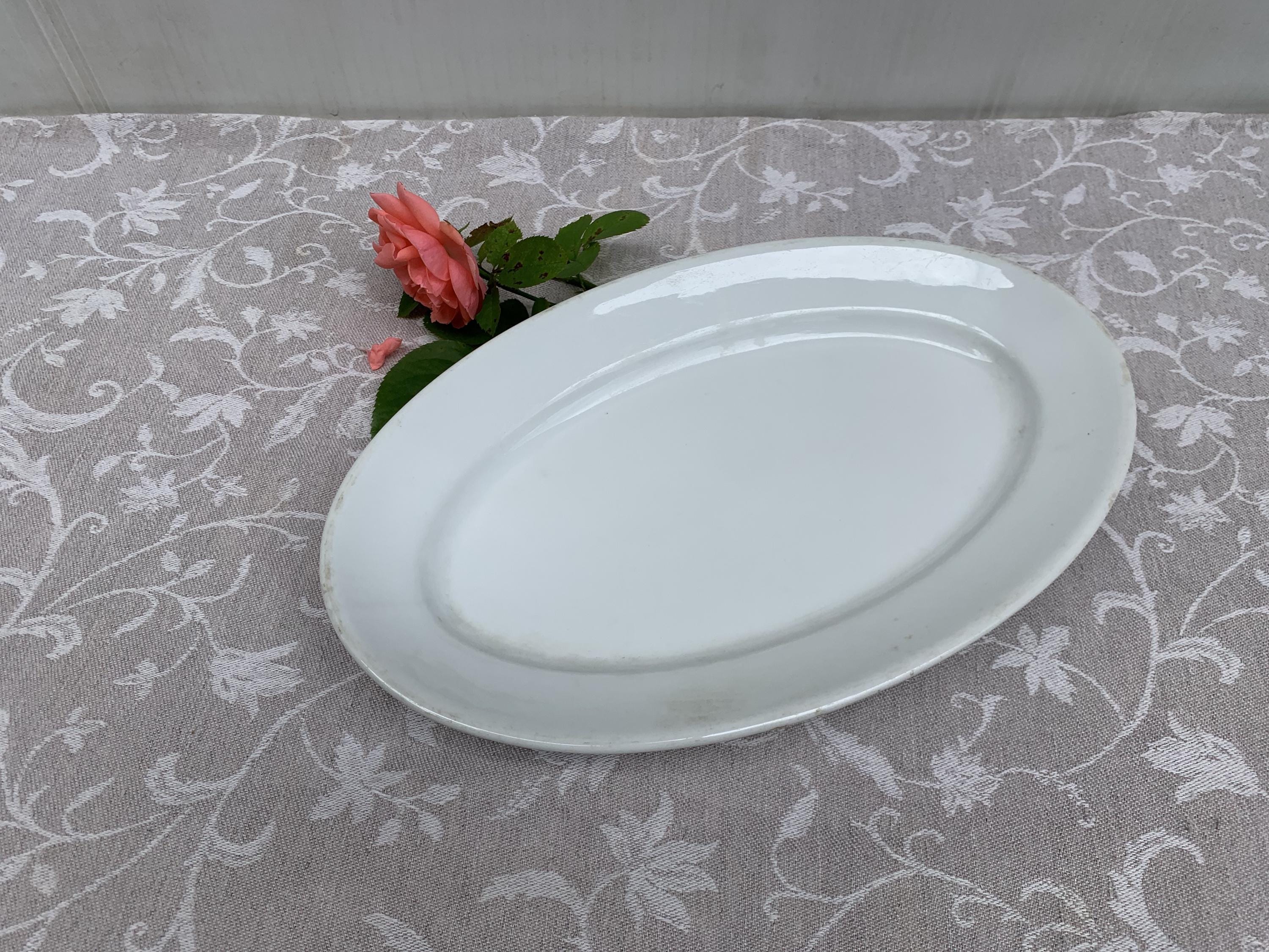 Large ‘ oval antique white APILCO France ironstone platter for fish,  meat, vegetables
