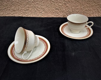 Bareuther 100 Jahre Waldsassen Bavaria Antique two coffee cups with saucers Set / German China