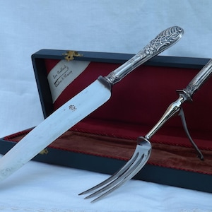 Antique Cutlery Set Silver Filled Knife & Fork 800 Milleme Silver Handles