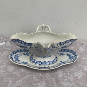 Antique French ironstone gravy boat,makers Creil Montereau