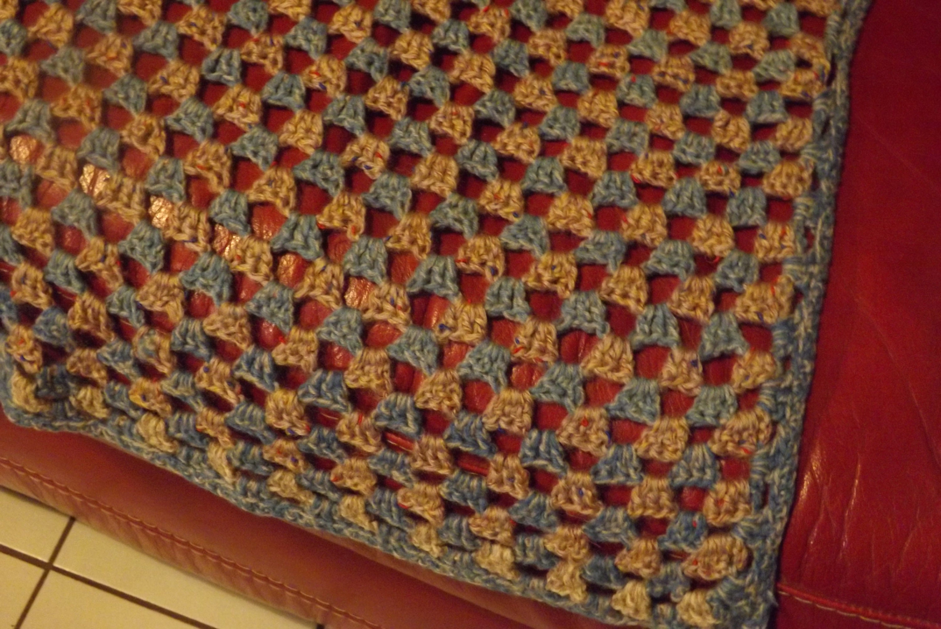 Crochet Couverture Afghane /Couverture Bleu et Gris/Jet, Décor à La Maison Fait Main Afghane