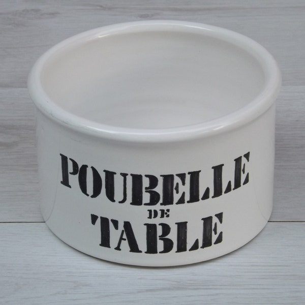 Vintage Poubelle de table  en faïence, céramique  de Menton /Signée  J Pret  de MENTON/.