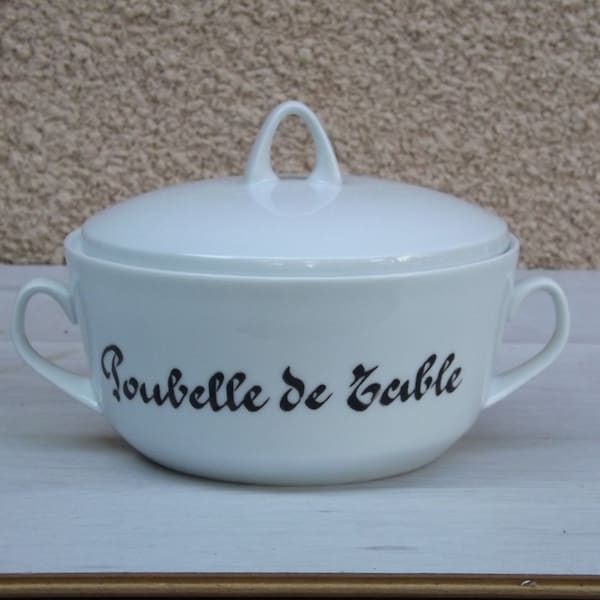 Vintage Poubelle de table  porcelaine Royal décor Saint Amand France