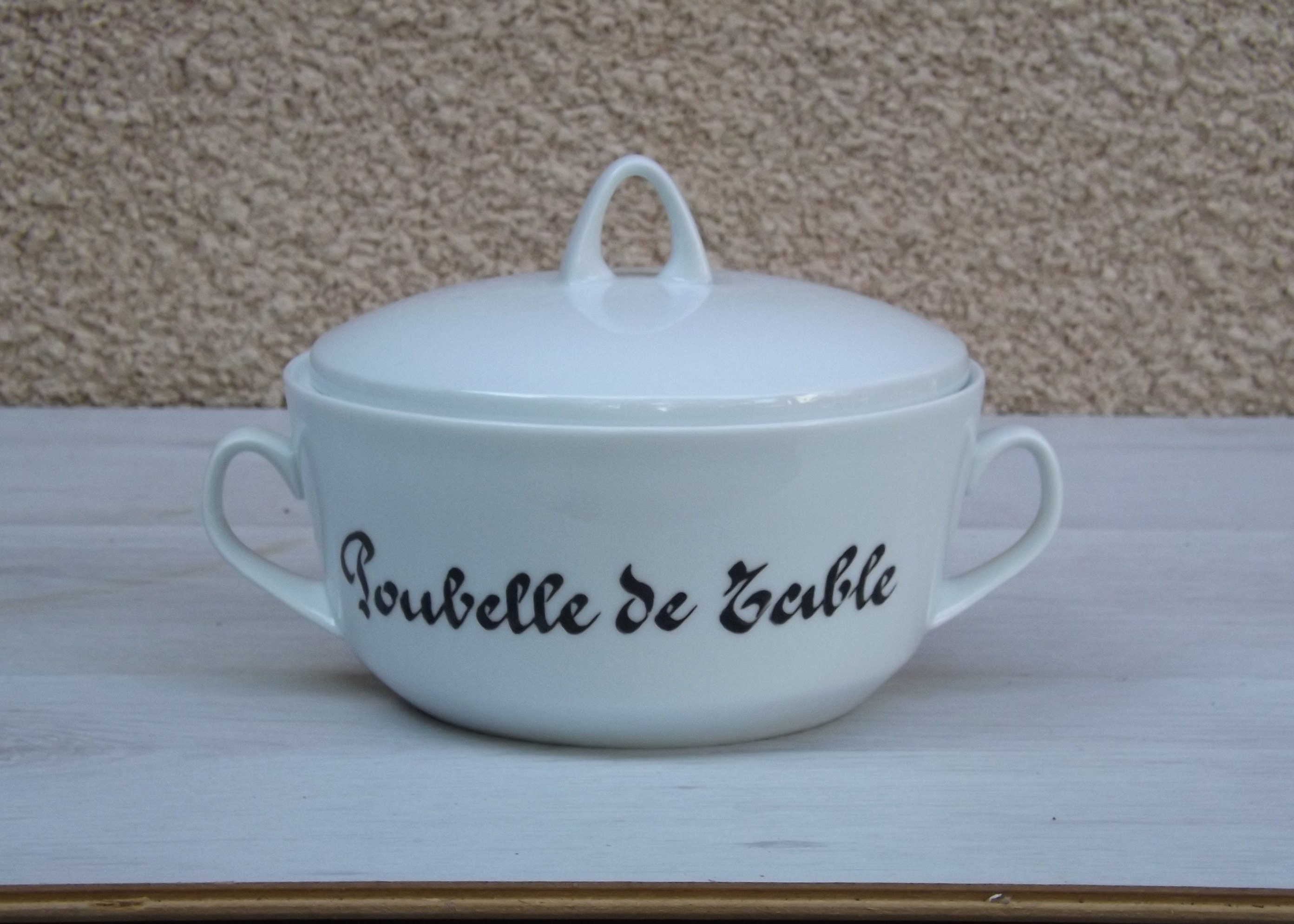 Vintage Poubelle de Table Porcelaine Royal Décor Saint Amand France